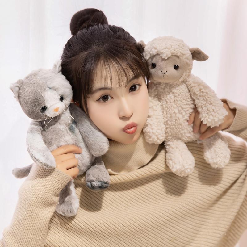 1Pc 30CM Lovely Sheep Cat Plush Toys Stuffed Soft Animal Dolls Kawaii Alpacasso Grey Cat Appease Toy Adorable Birthday Gift