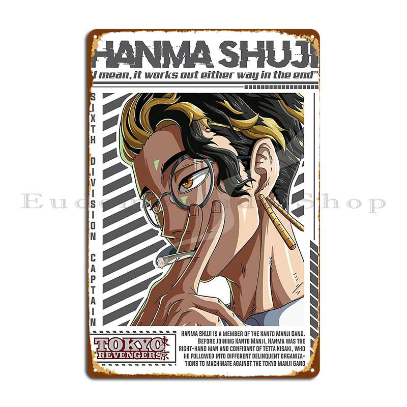 Unisex Hanma Shuji Anime Piandwear Metal Sign Wall Decor Printing Create Designs Designing Tin Sign Poster 20X30CM