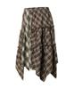 The Vinyl House Unbalance Layered Check Skirt (W) Brown