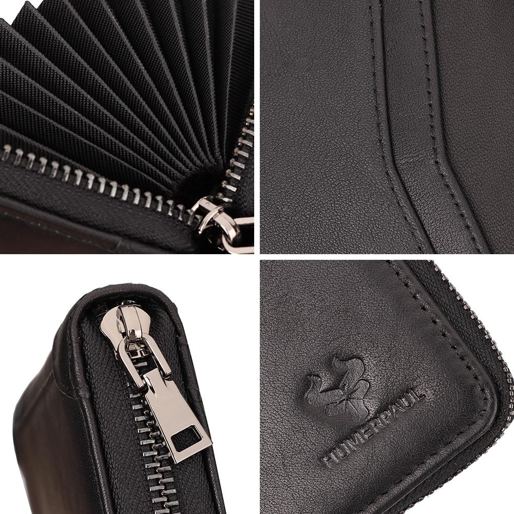 Humerpaul Ladies Wallet First Layer Cowhide Wallet Coin Purse RIFID Anti-theft Brush Organ Wallet Zipper Opening