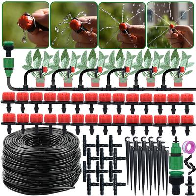Tropfbewässerung für den Garten, automatisches Bewässerungssystem, Set mit 1/4-Zoll-Düsen für Bonsai, Topfpflanze, Rasen, Blume, Gemüse, Gewächshaus