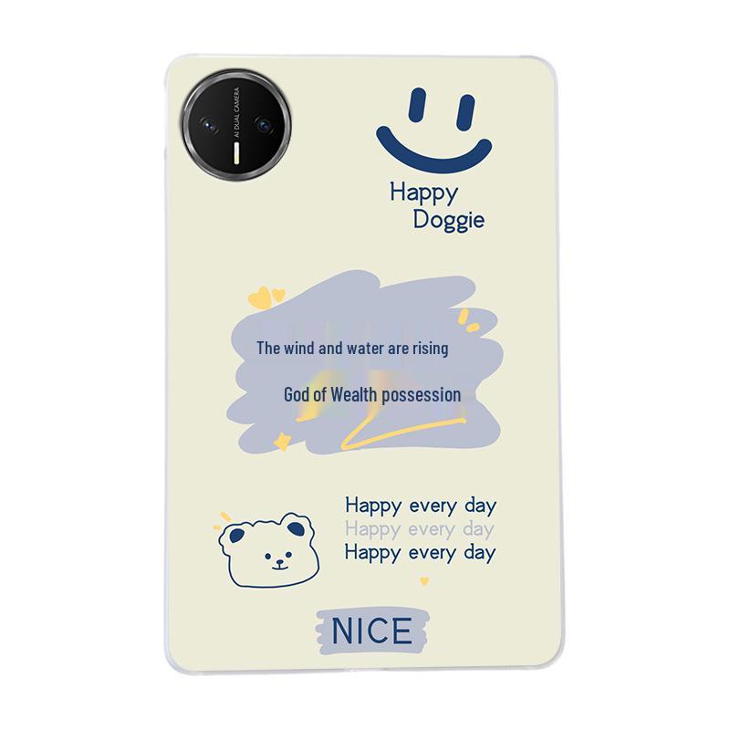 Huawei MatePad Mini Retro Chinese Style Hard Shell Case - Transparent Cartoon Design