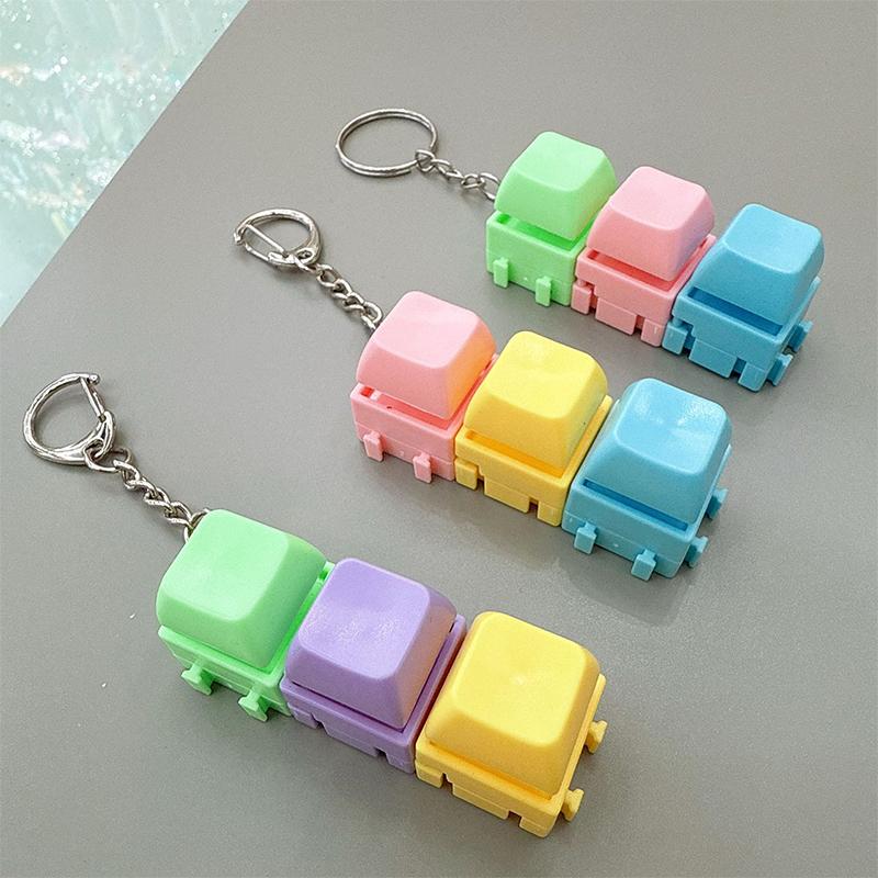 Fingertip Pressing Key Keychain Stress-Relieving Finger Keyboard Keychain Fidget Decompression Stress Relief Keyboard Clicker