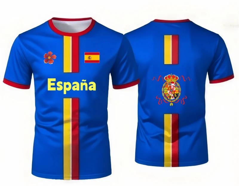 Fashion Spanish Flag Graphic Football T Shirts Summer Trendy National Emblem 3D Printed Jersey Cool Streetwear Oversized Tees