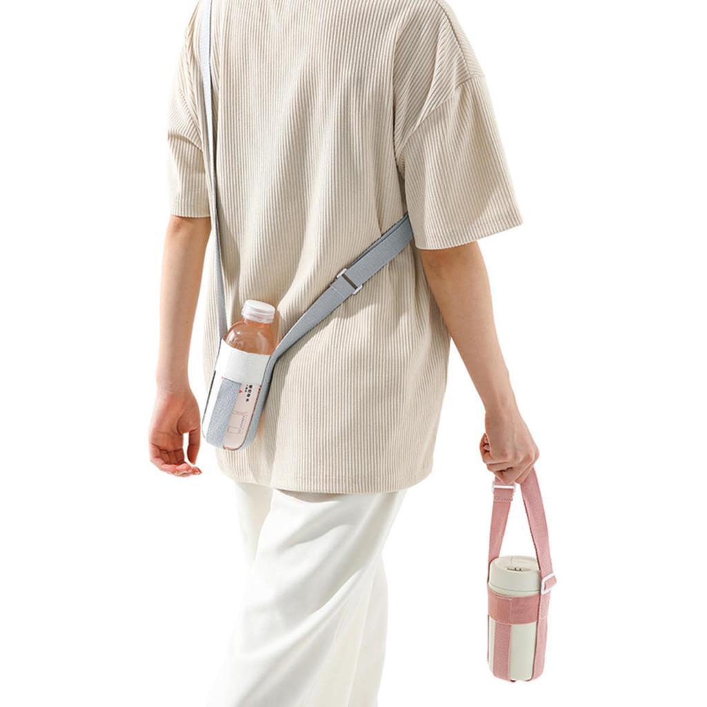 Useful Anti-Hot Cup Sleeve with Adjustable Shoulder Strap Simple Versatile Beverage Bag Reusable Mug Holder