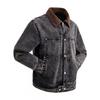Mens Vintage Washed Cotton Utility Jacket With Patchwork Design Relaxed Fit Notched Collar Fall Casual Outerwear