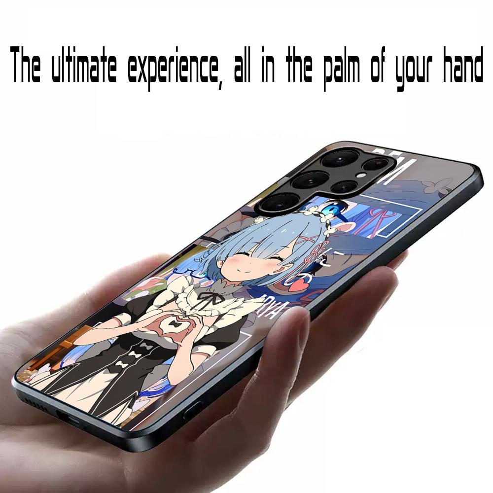 Re zero cute girl classic anime pattern Phone Case For Samsung Galaxy S26 S25 S24 S23 S22 S21 Plus Ultra Note20 Soft Black