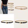 Simple Solid Color Gold Buckle Decoration Women Casual Belt For Autumn Outfit Enhancement