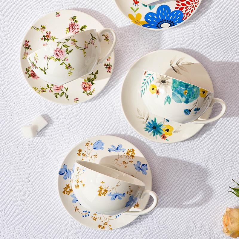 Bone China Tea for One Set In Floral Design Ceramic Teapot Cup and Saucer Set Teaware