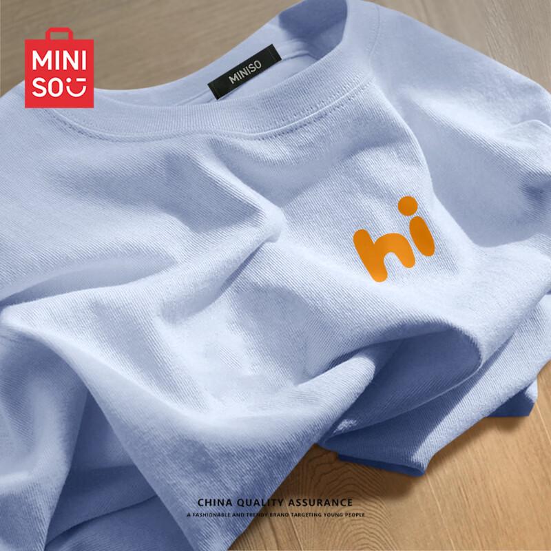 MINISO Men s Pure Cotton Short Sleeve T-Shirt with Round Neck L