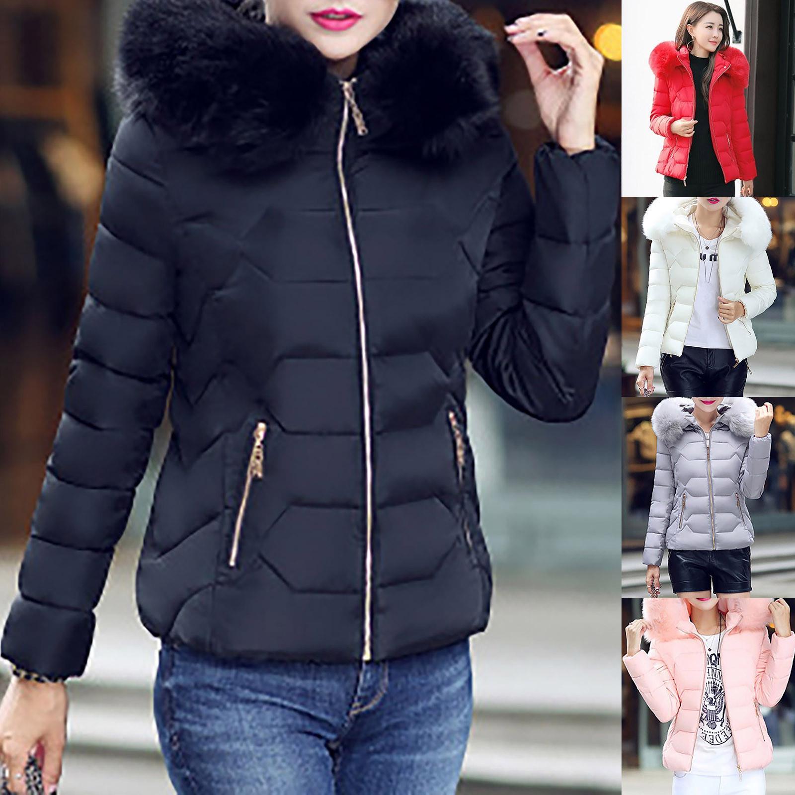 

Women Fashion Long Sleeve Solid Color Hooded Long Down Cotton Jacket Coat M
