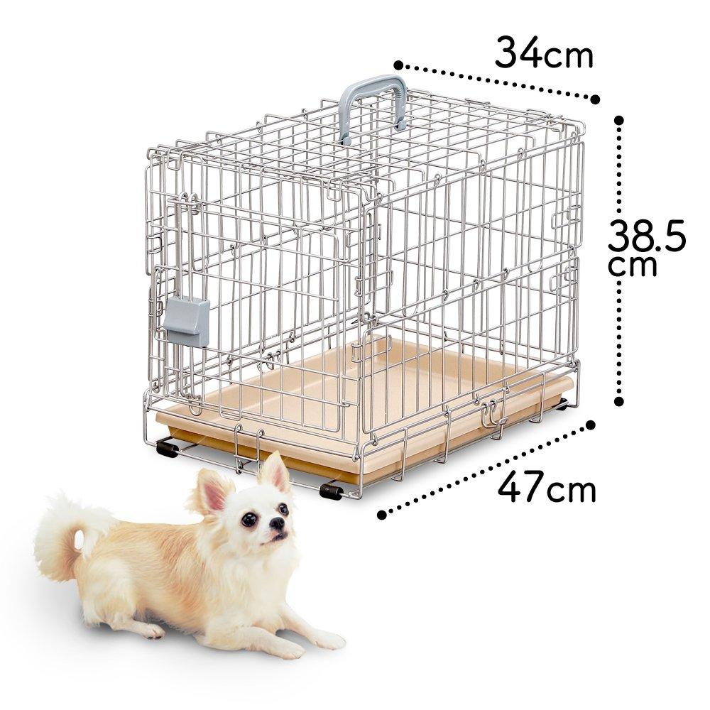 Iris Ohyama Dog and Cat for Ultra Small Dogs and Width 34 x Depth 47 x Height cm Cage, Foldable, Silver/Brown, Cats, 38.5