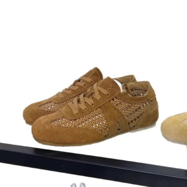 Dexun shoes women's summer retro woven hollow breathable mesh shoes 2025 new sandals soft sole versatile casual shoes