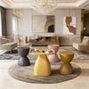 Hourglass round stool shoe chang stool - Colorful geometric aesthetic design modern home high-end feeling living room footstool