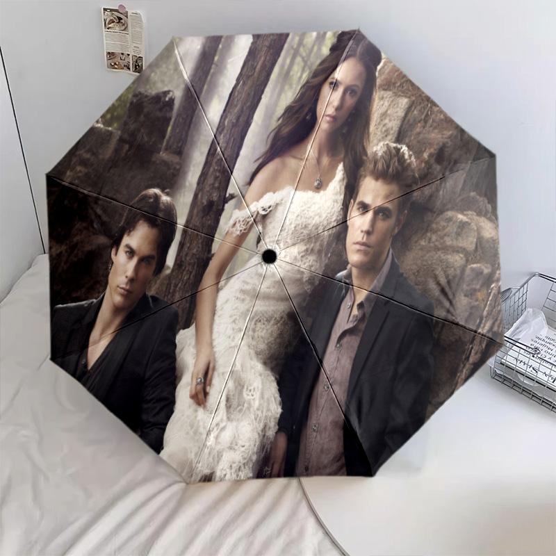 1PC Vampire Diaries Series Automatic Umbrella - Suitable Travel Outdoor Portable Umbrella Birthday Gift Daily Essentials