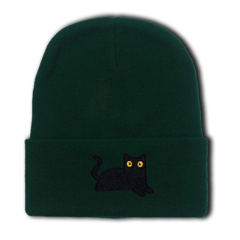 Embroidery Embroidered Cat Knitted Hat Cute Winter Caps Fashion Knit Cap Apparel Accessories
