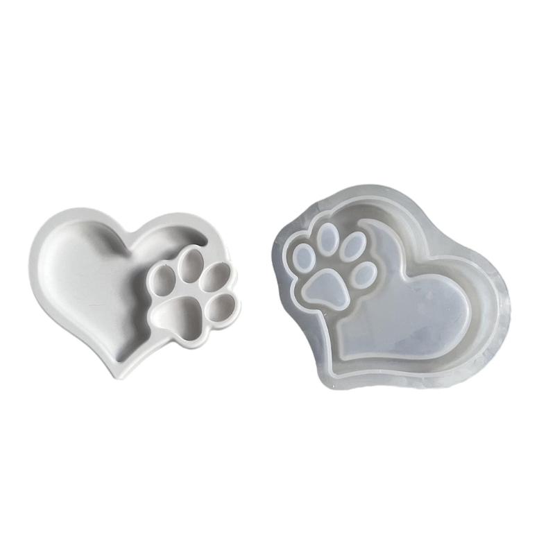 Reusable Silicone Cats Paws Mold Versatile Silicone Storage Tray Mold For Creating Unique Heart Cats Paws Trays 1
