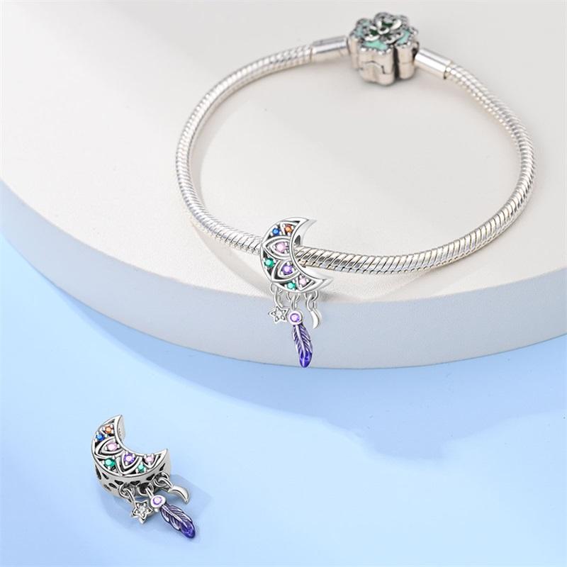 New copper Butterfly Dreamcatcher Tassel Charm Bead Charms Pendant Feather Bead Compatible With Pandach Authentic Bracelets Do It Yourself Jewellery