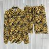 2024 Summer Youth Digital Print Casual Men's Long-Sleeve Shirt and Shorts Set