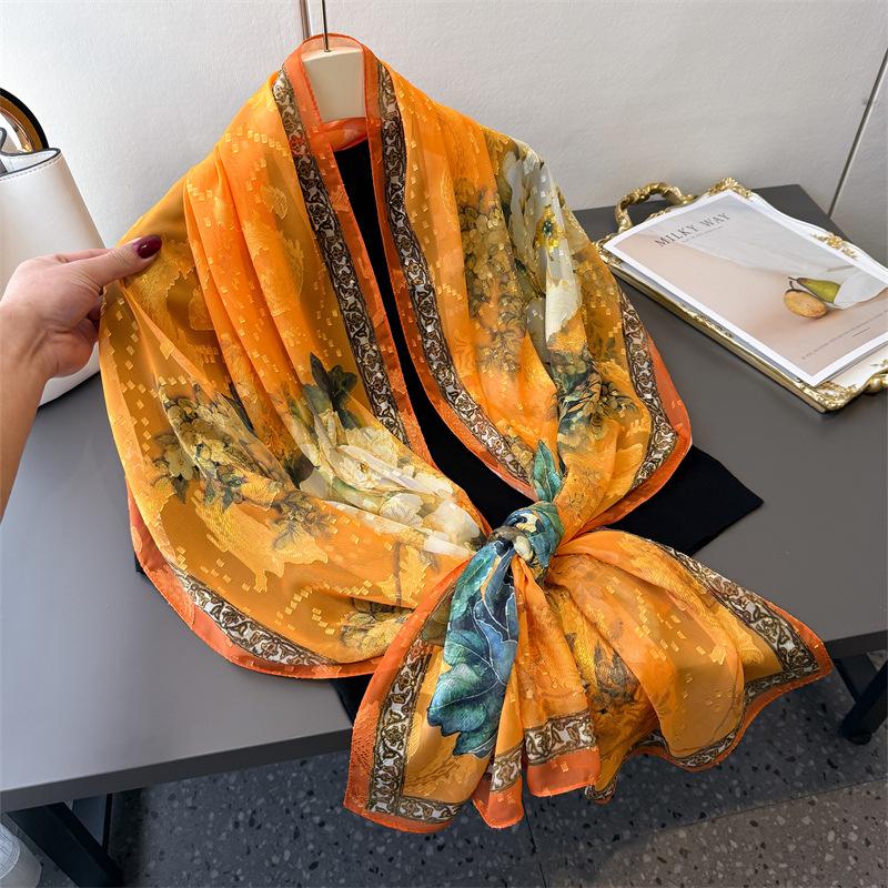 Pfingstrosen-Druck Schnittblume Frühling Und Sommer Seidenschal Groß Langer Schal Hoher Sinn Reiseschal Sonnenschutz Damenschal Kopftuch