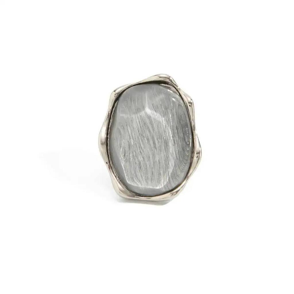 SHIXIN Vintage Blue Water Ripple Gemstone Resin Finger Ring Women Hyperbole Trendy Geometric Alloy Ring Jewelry Accessories Gift