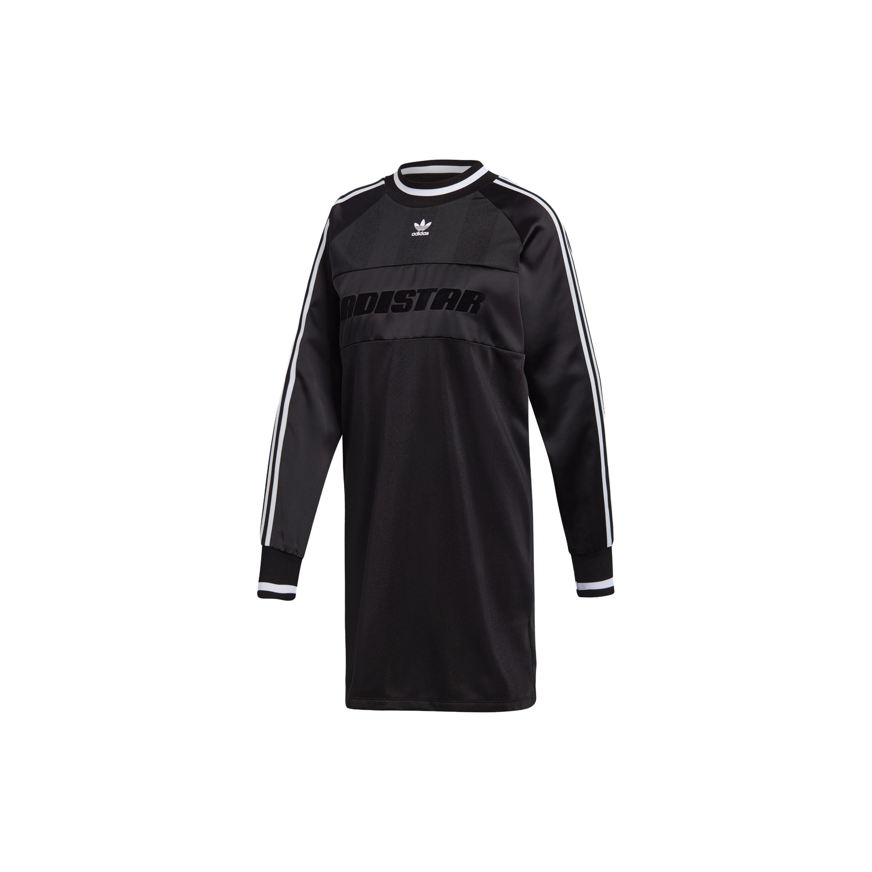 Adidas Originals 3-Stripes Long Sleeve T-Shirt Dress Women Black DH4233 XS