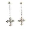 Altesse [M5892] - White 'Gothic Cross' Silver Earrings