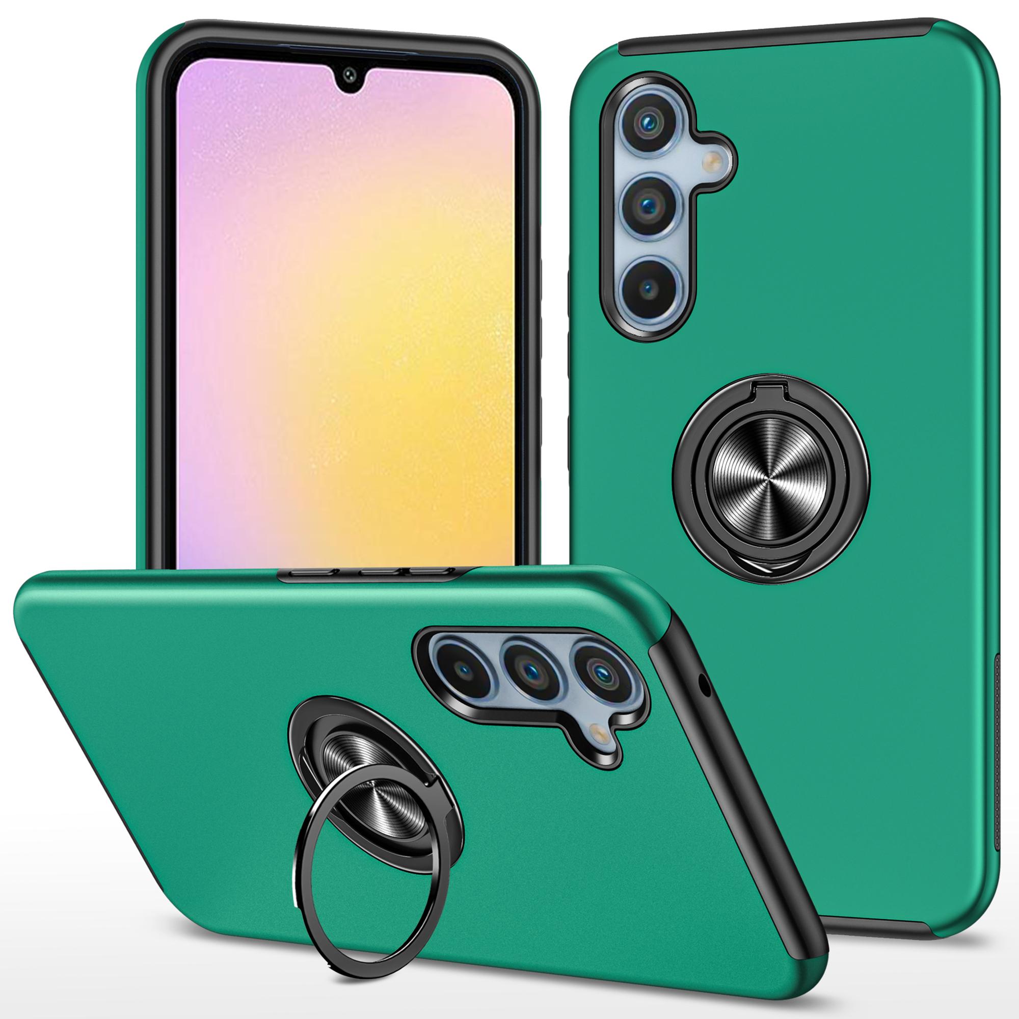 

Для Samsung Galaxy A25 5G (Глобальный) (161,0 х 76,5 х 8,3 мм) Чехол PC+TPU с подставкой для телефона Blackish Green