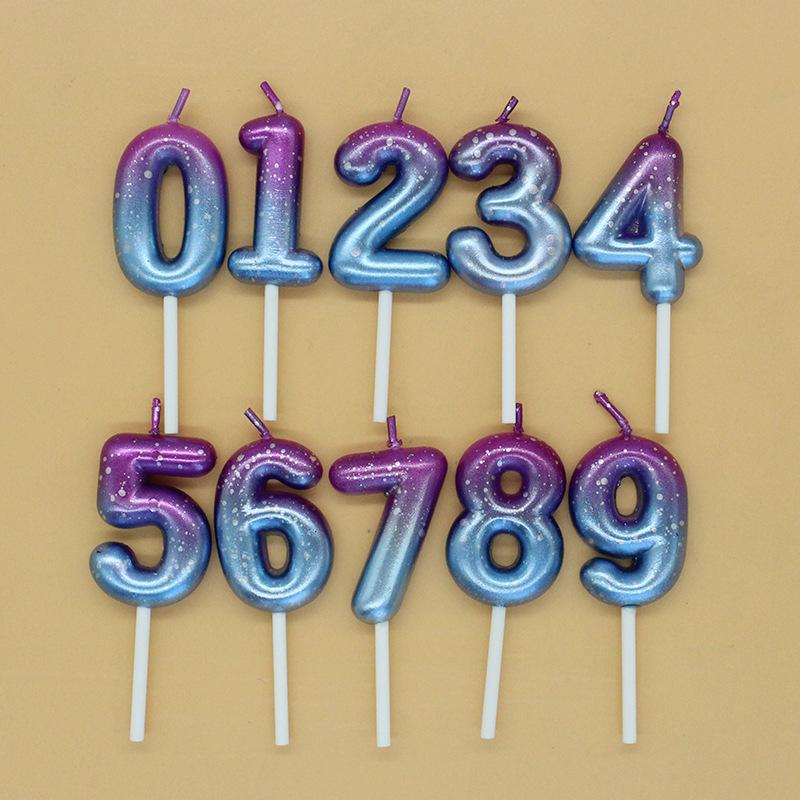 New Milky Way Starry Sky Gradient Numbers 0-9 Candles Creative Romantic Party Fantasy Gradient Candles