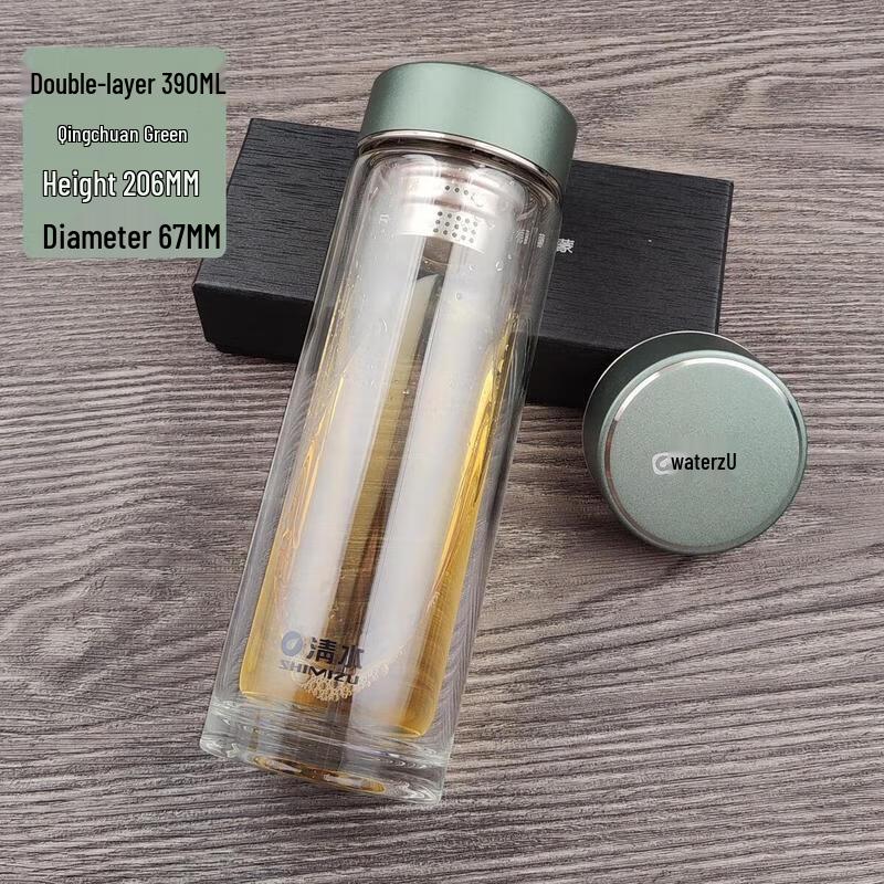 Heat-Resistant Double-Wall Glass Tea Cup with Filter