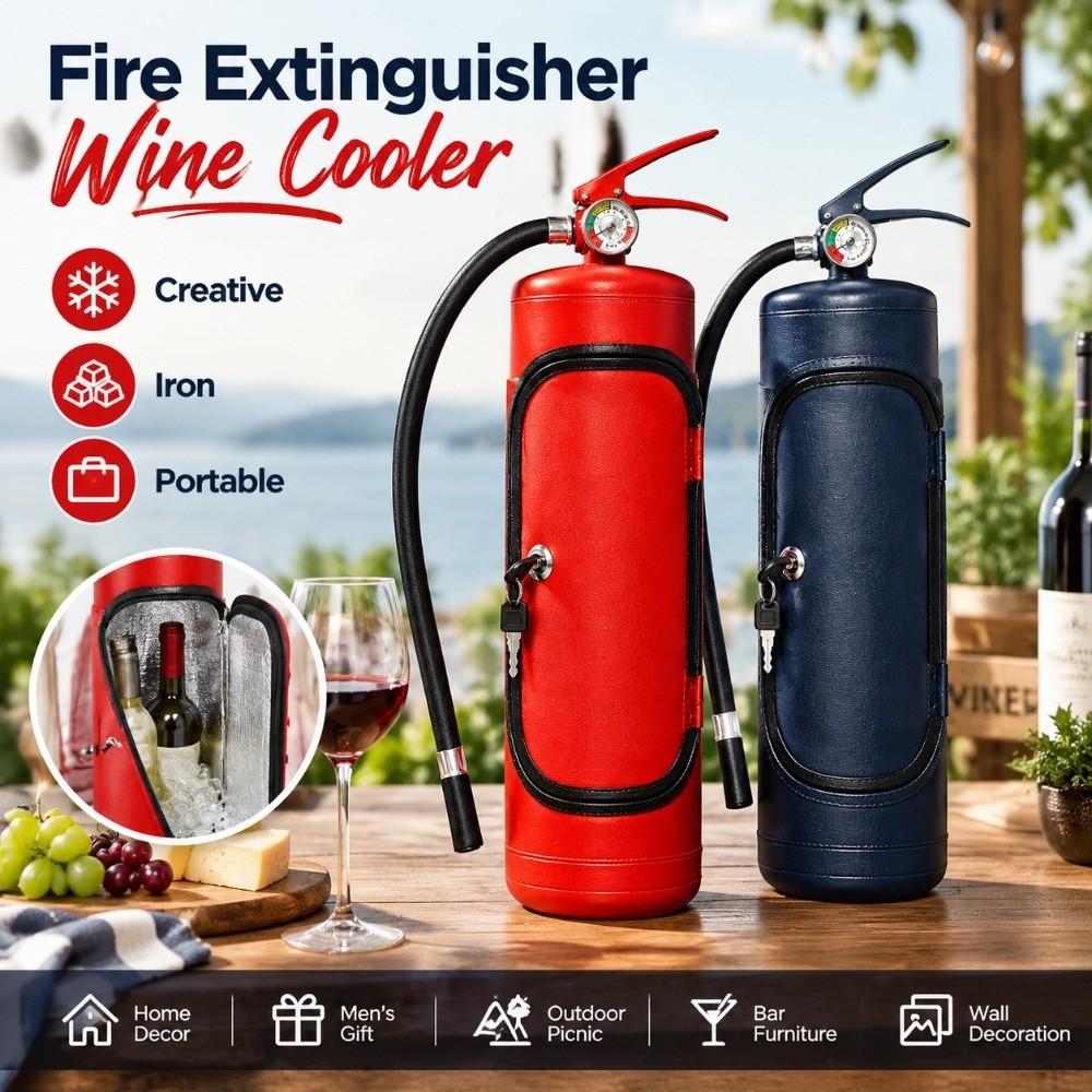 Iron Fire Extinguisher Wine Cooler Fire Extinguisher Shape Wine Bottle Rack Outdoor Picnic