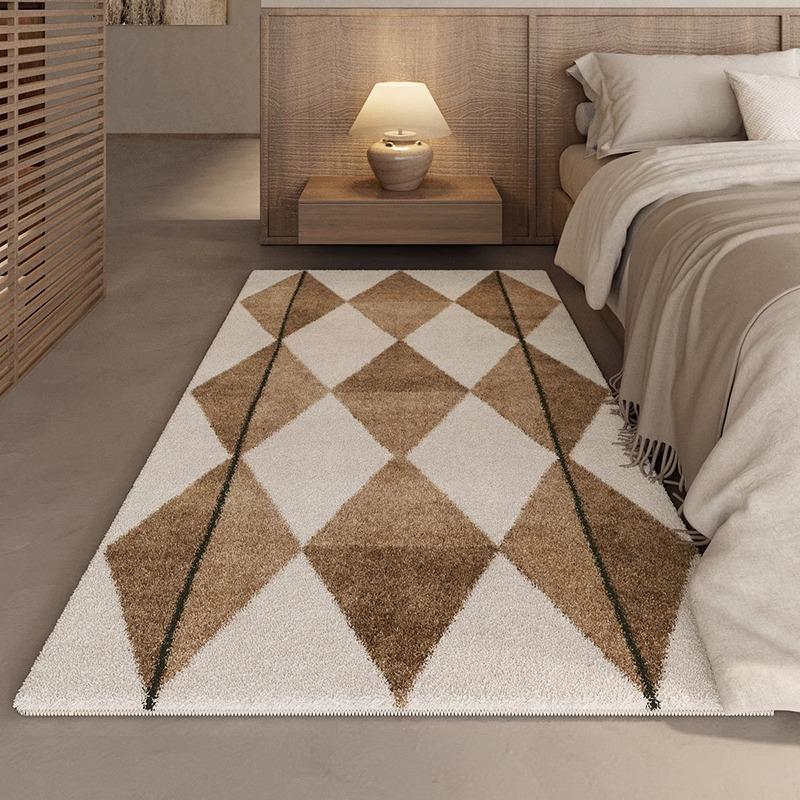 Retro Faux Cashmere Thickened Bedside Rug - Absorbent Bedroom, Bay Window, and Sofa Floor Mat