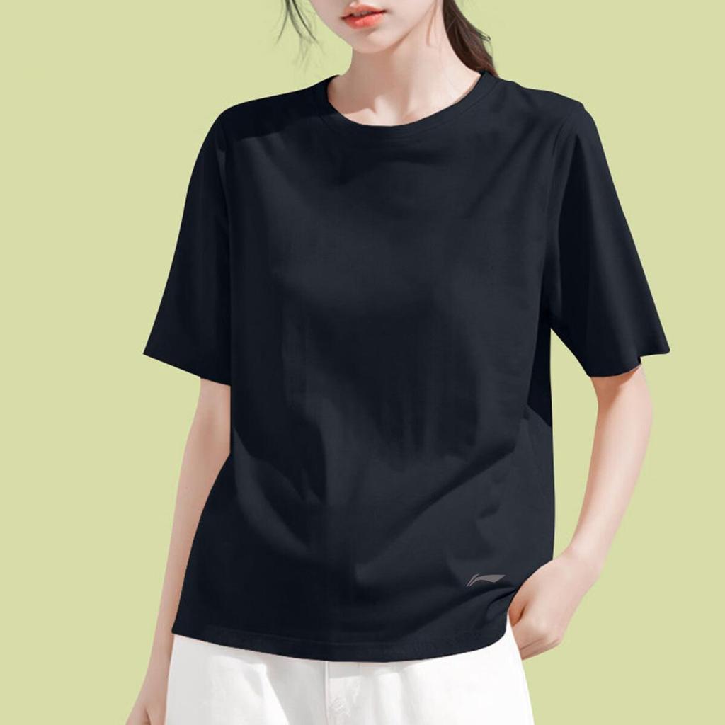 Li-Ning Breathable Cool Short Sleeve T-Shirt Women's Fitness Series Comfortable Skin-Friendly Classic Fashion Casual Versatile Tee