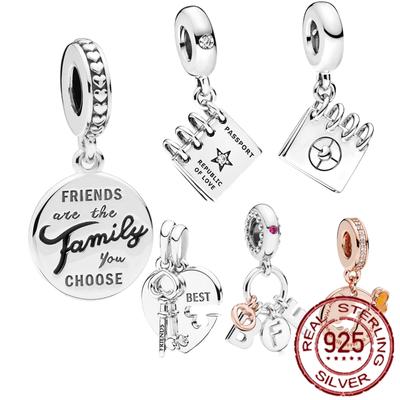 100% echte 925 Sterling Silber Freundschaft Beste Buch Charms Perlen Fit Original Mode Armband Für Frauen DIY Schmuck Machen