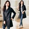 Women's High-End Slimming Lambskin Leather Jacket - Mid-Length Coat for Spring and Autumn