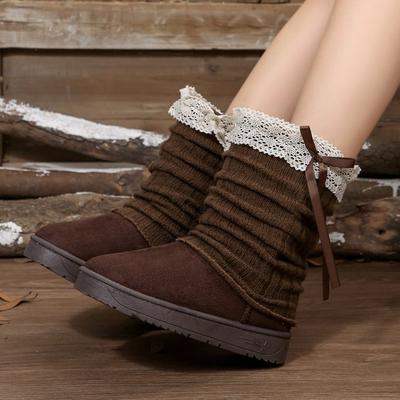 Winter Runde Spitze Sexy Bequem Rutschfest Mittelhohe Stiefel Modische Dicksohlige Warme Lässige Schneestiefel für Damen