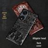 OPPO A58/A58x/A83/A72 Cowhide Crocodile Skull Leather Case - Half Package - Protect Your Phone In Style!