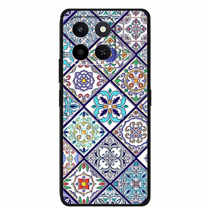 3D Case For Honor X7d 5G Case X 7 d Coque 6.77" Emboss Flowers Black Silicone Soft Back Cover For Honor X7d 4G Cases Shell Funda
