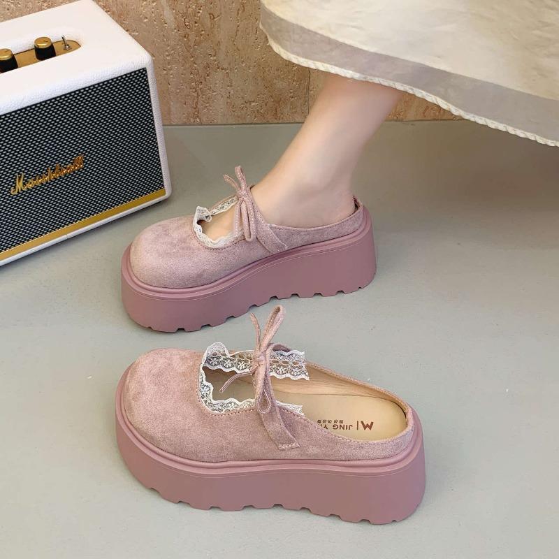 Dámské pantofle Letní Retro Sladké boty Módní poloviční pantofle se silnou podrážkou