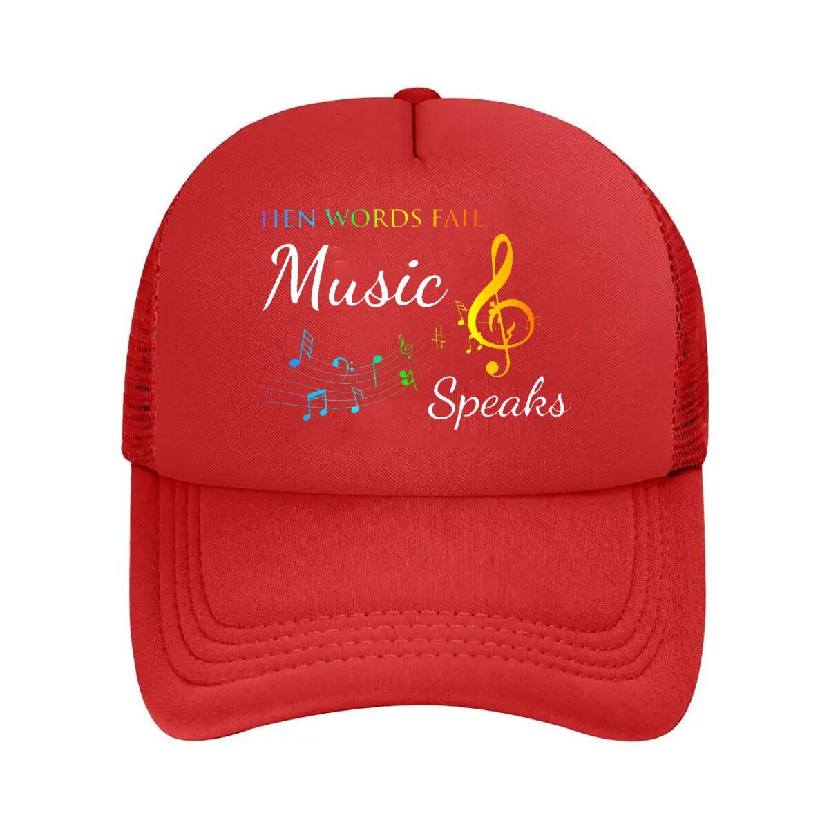 When Words Fail Music Speaks Canvas Wall Art Mesh Baseball Cap Hip Hop Adjustable