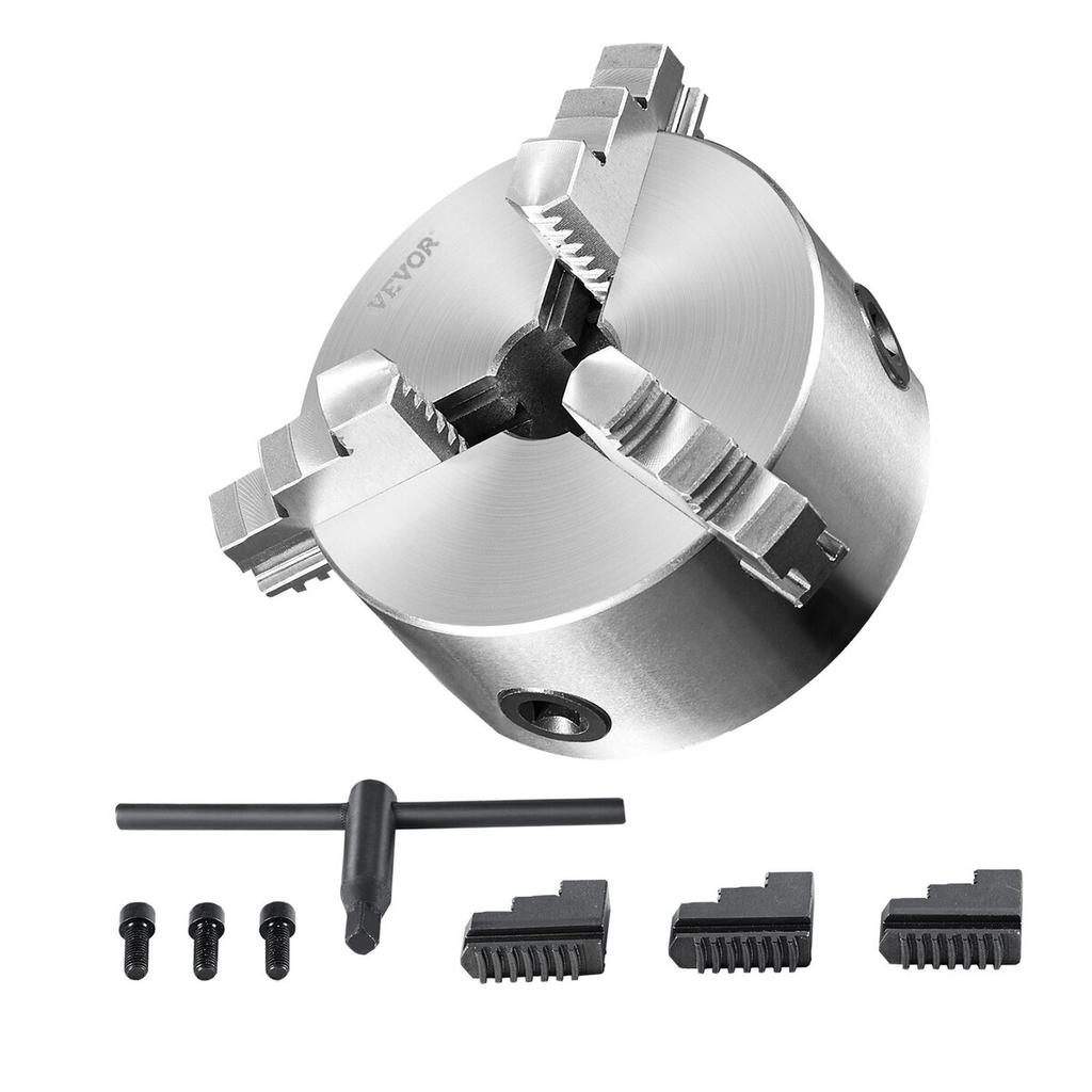 3-Jaw Lathe Chuck, 6'', Self-Centering Lathe Chuck, 0.14- 6.3 in/3.5-160 mm Clamping Range with T-key Fixing Screws Reversible Jaws, for Lathe 3D