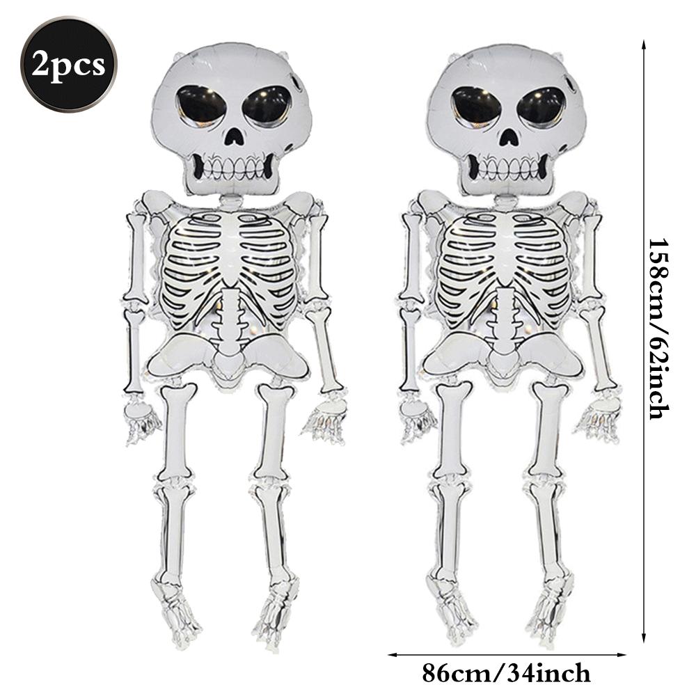100'' Halloween Skull Balloon Giant Skeleton Foil Balloon Skeleton Birthday Party Supplies Spooky Halloween Balloons Decorations