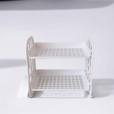Simple Desktop Bathroom Organizer Double Layer Foldable Hollow Skincare Storage Rack For Student Dormitory Estante Ducha Rack