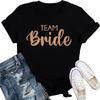 Camisa de Noiva para Mulheres Camiseta Team Bride Camiseta Combinando para Festa de Casamento Manga Curta