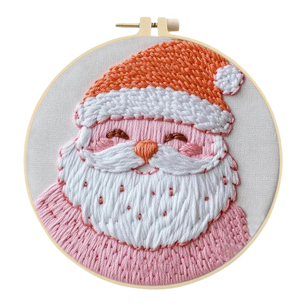 Halloween Stamped Cross Stitch Embroidery Kits with Hoop Cloth Color Thread for Beginners DIY Arts Ornament Cross Stitch Sets