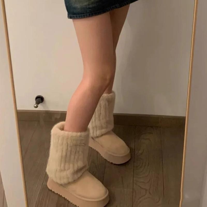 Flauschige Kunstpelz Beinwärmer Pelz Fersen Lange Stiefel Manschetten Abdeckung Hat Elastisch Ein Paar Karneval Stiefelabdeckung Y2K JK Uniform
