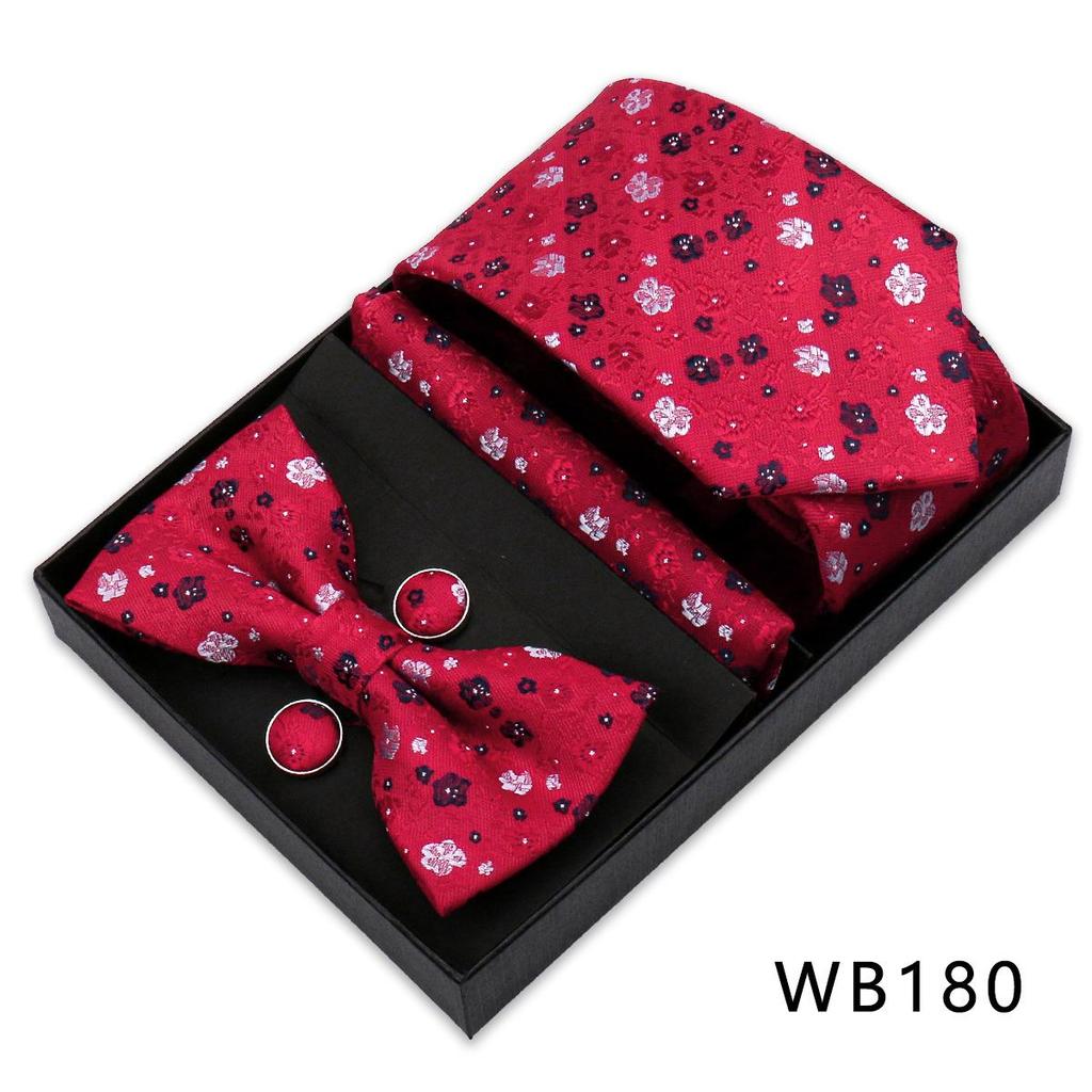Men's Silk Bow Tie & Pocket Square Gift Set - Business & Wedding