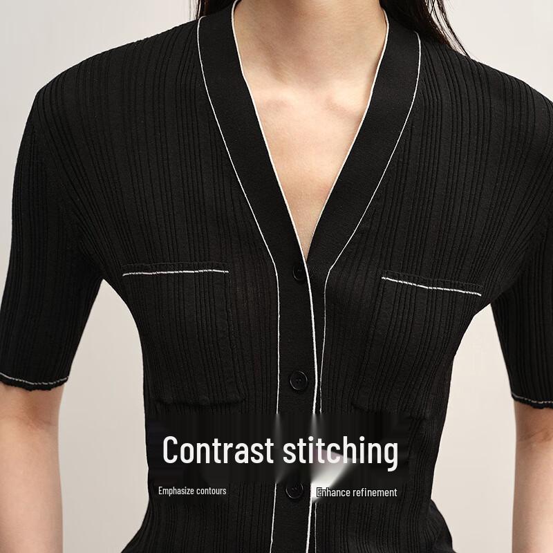 LESS 2025 Autumn Short Open-Front Knit Cardigan