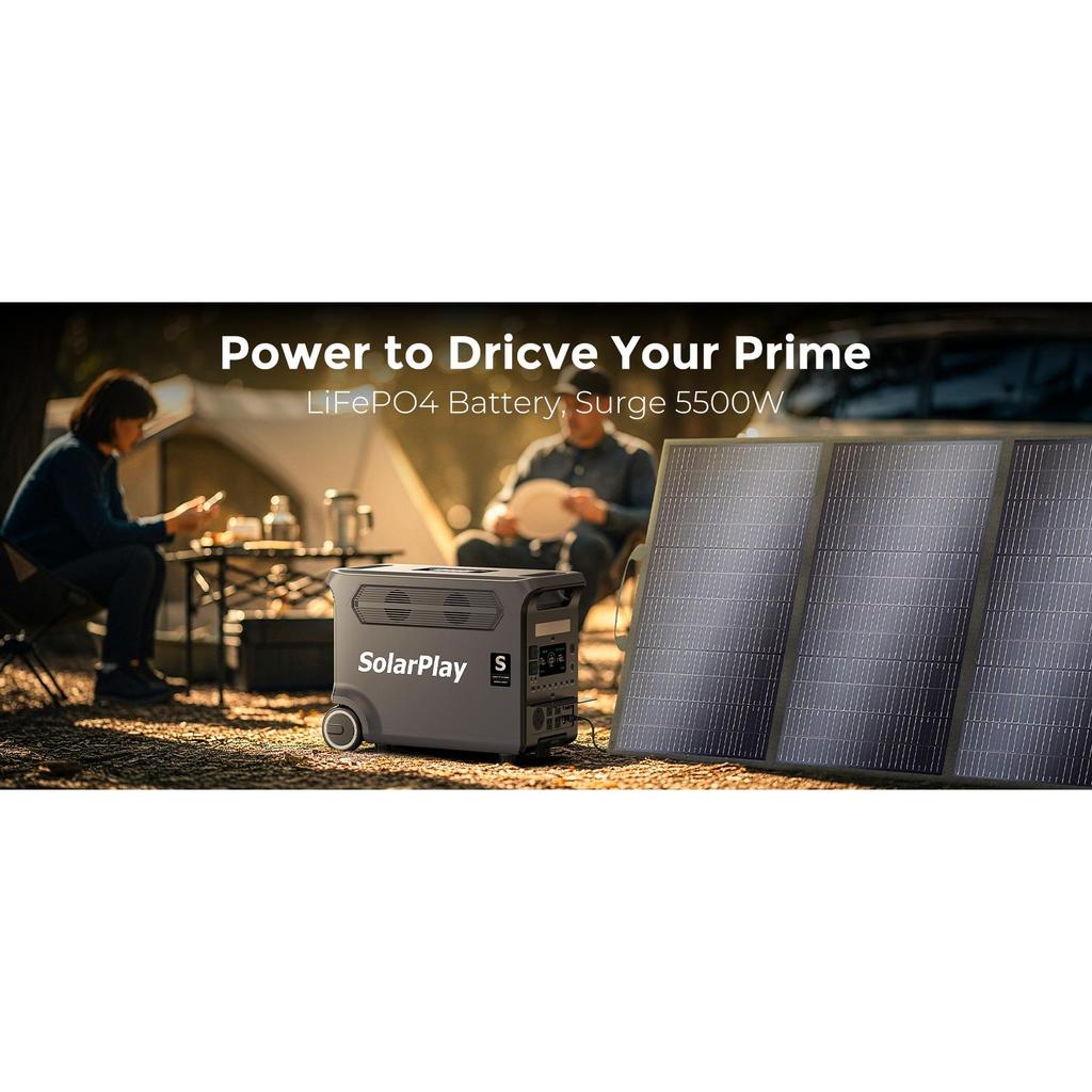 SolarPlay 2400W Portable Power Station with 400W Solar Panel, 2160Wh LiFePO4 Battery Ups Generador Solar