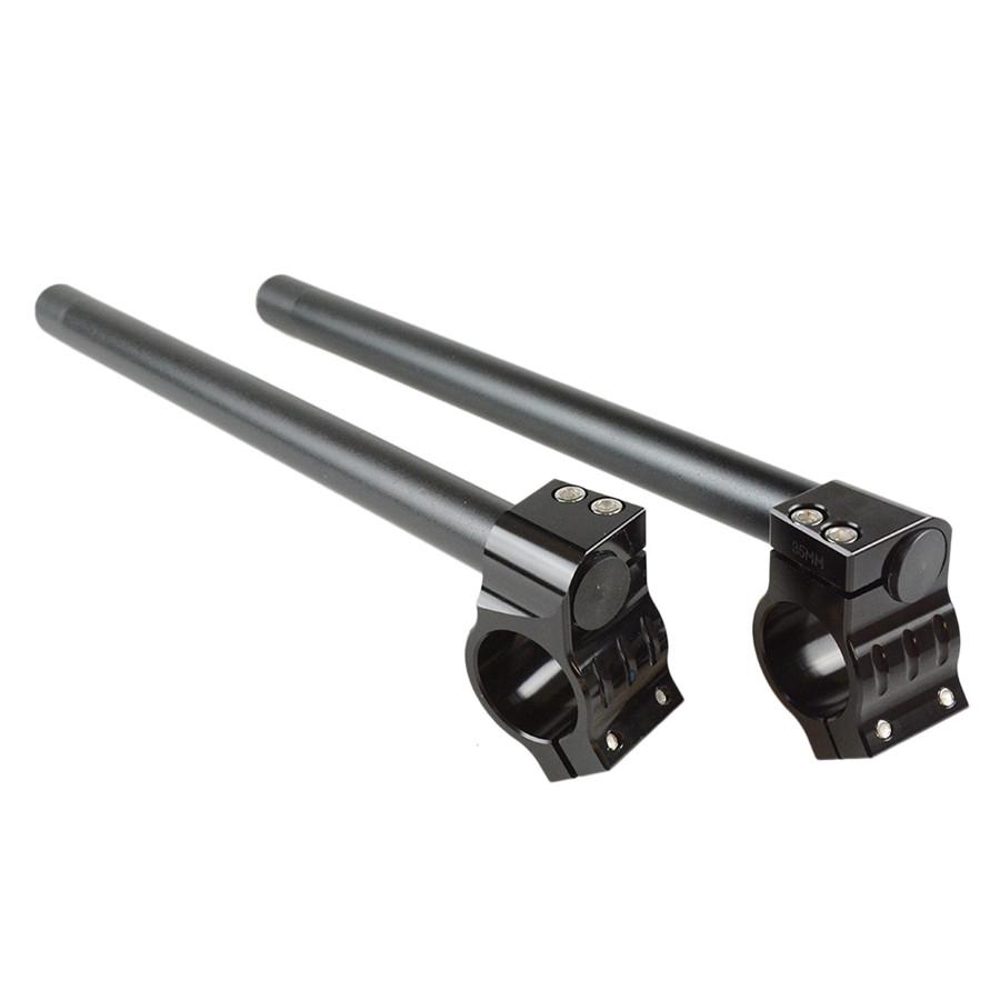 Pair Black Aluminum Clip-On Motorcycle 7/8" Handlebars Removable 35mm Fork Tube